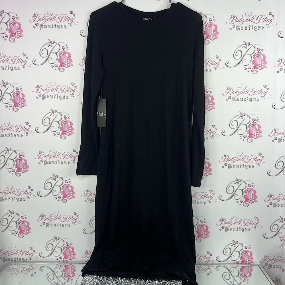 Chalc dress long sleeves maxi Chic Black Long Sleeve Dress